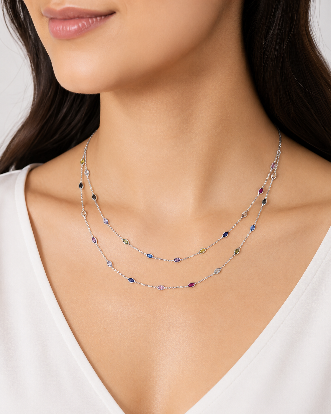Colour Drop Double Necklace