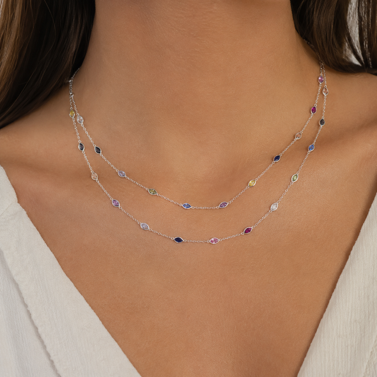Colour Drop Double Necklace
