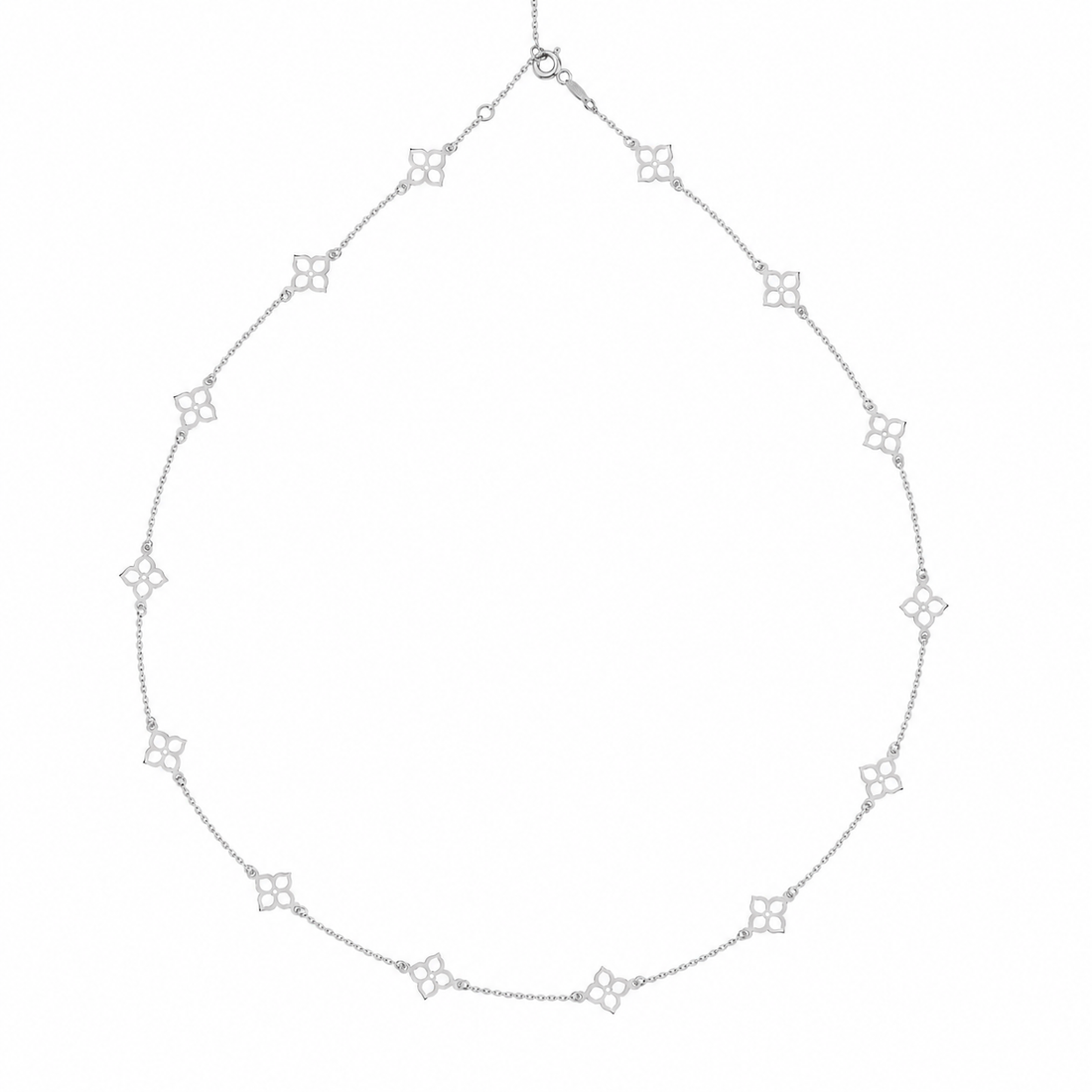 Silver Quatrefoil Station Necklace