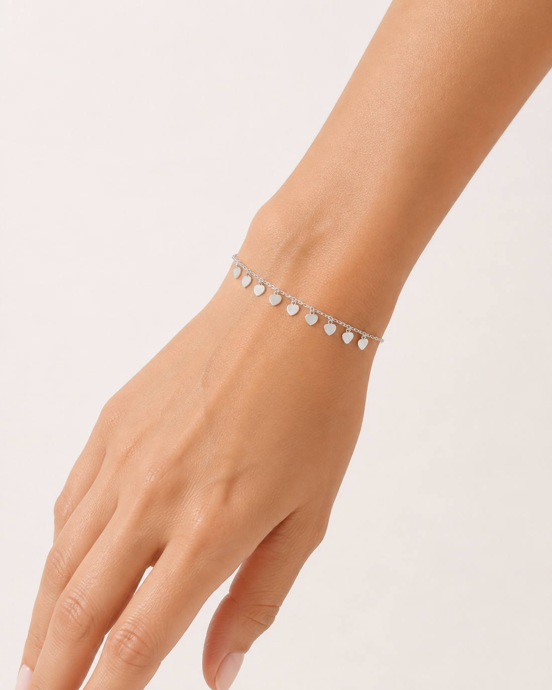 Silver Dangling Heart Bracelet