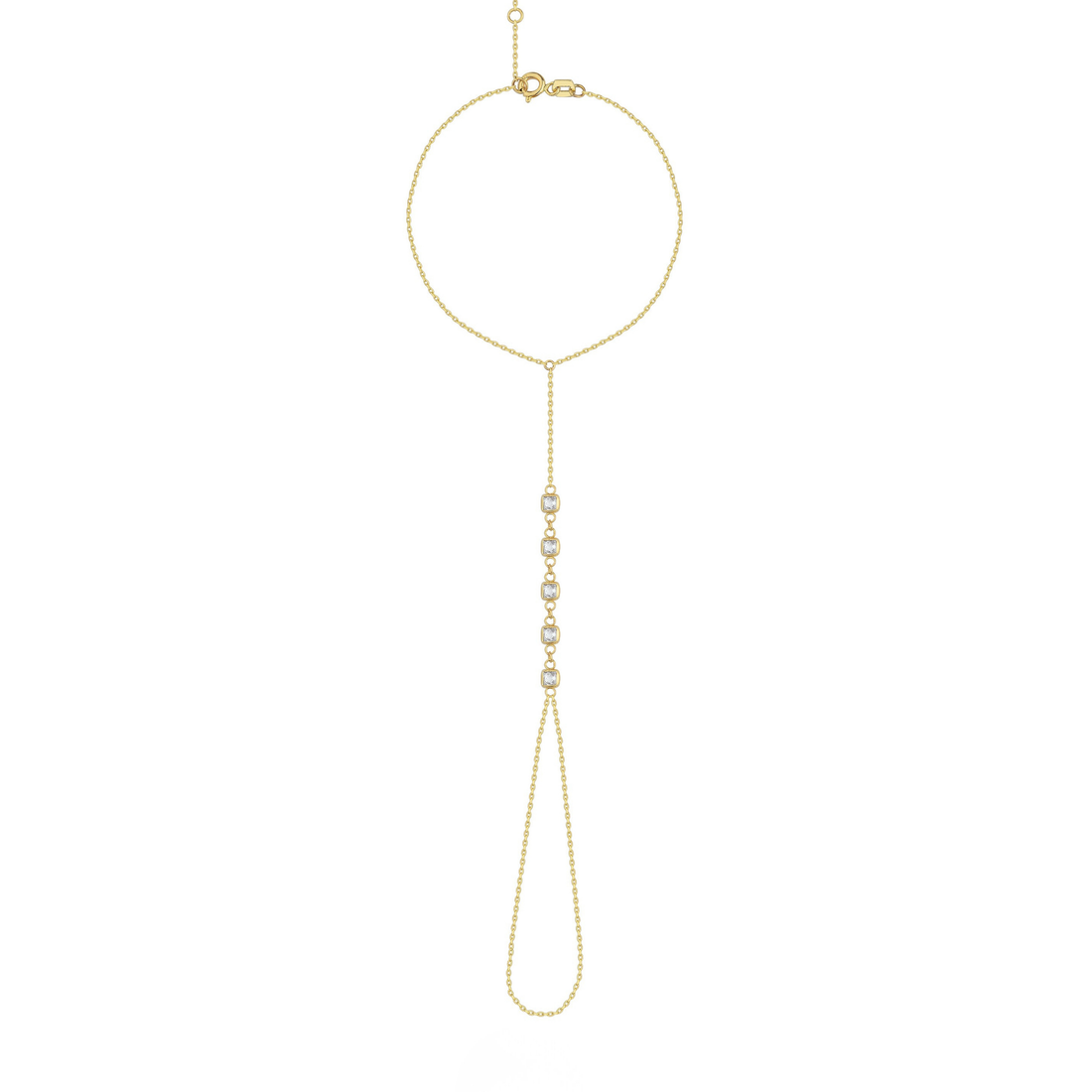Five-Stone Square Bezel Hand Chain